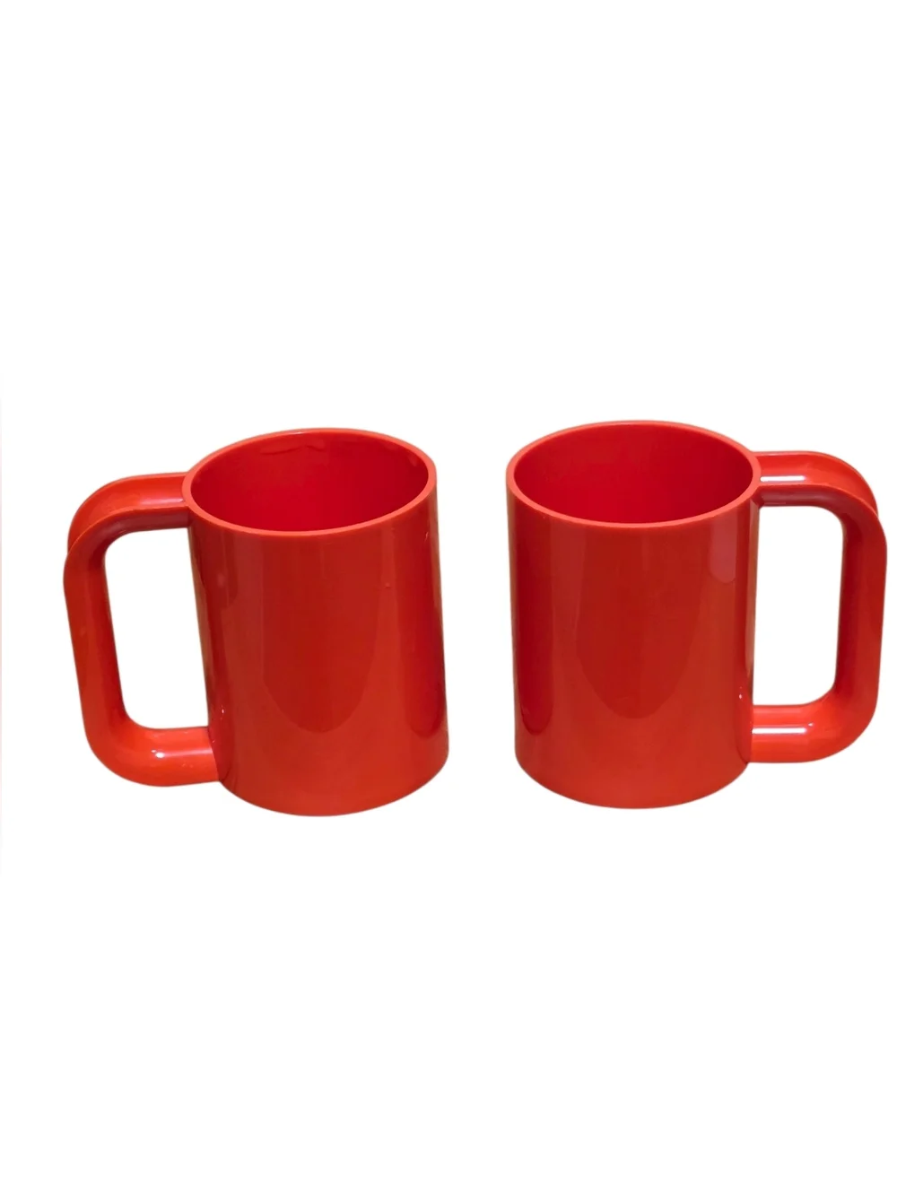 Massimo Vignelli Heller Orange Melamine Stackable Mugs, Set of 2 Vintage MCM
